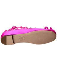 Valentino Rockstud Satin & Leather Flat