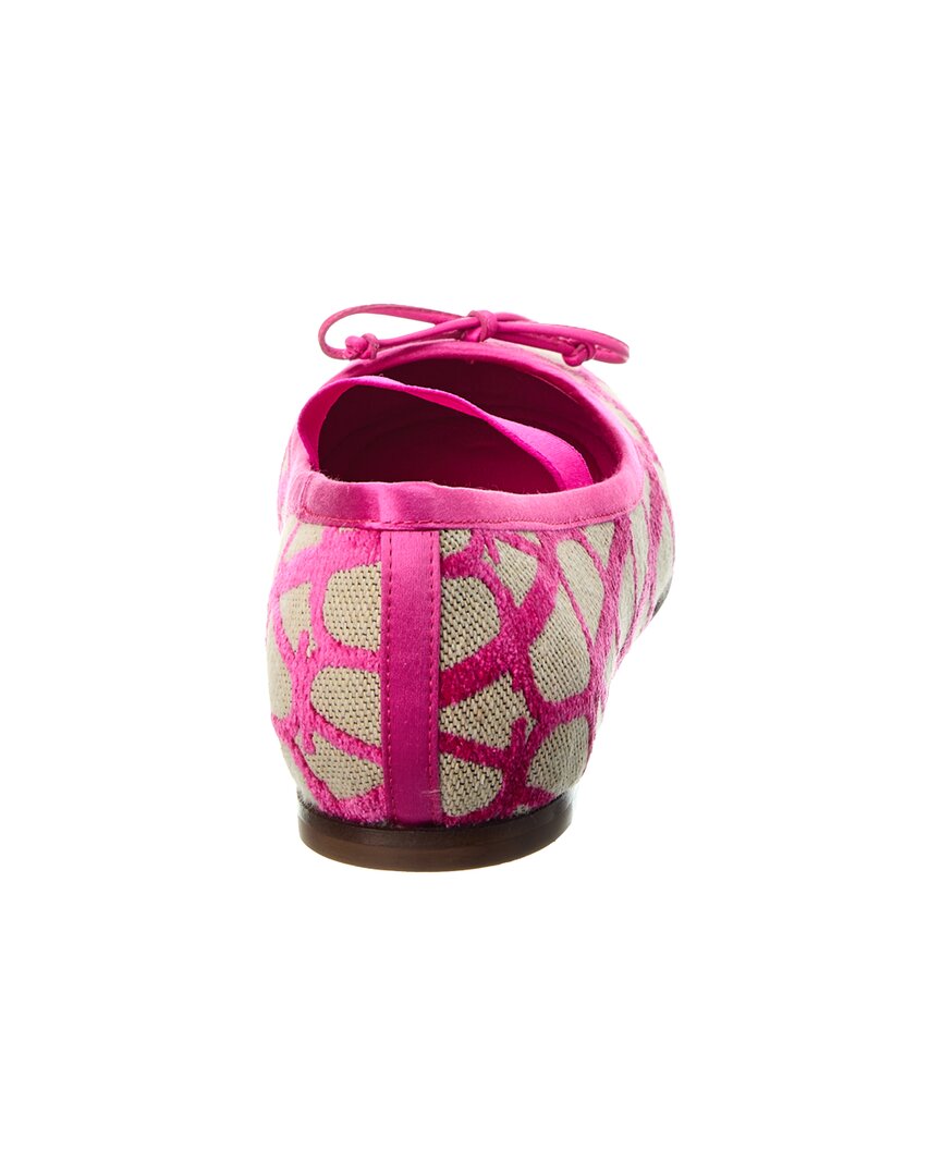 Valentino Vlogo Toile Iconographe Canvas & Satin Ballerina Flat