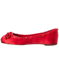 Valentino Rockstud Satin & Leather Ballerina Flat