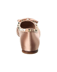 Valentino Rockstud Satin & Leather Ballerina Flat