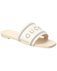 Gucci Gg Logo Leather & Canvas Sandal