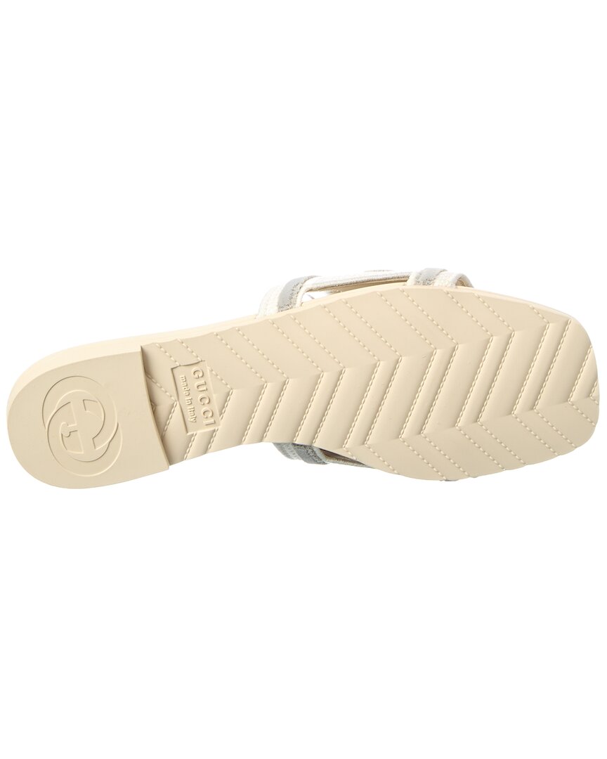 Gucci Gg Logo Leather & Canvas Sandal