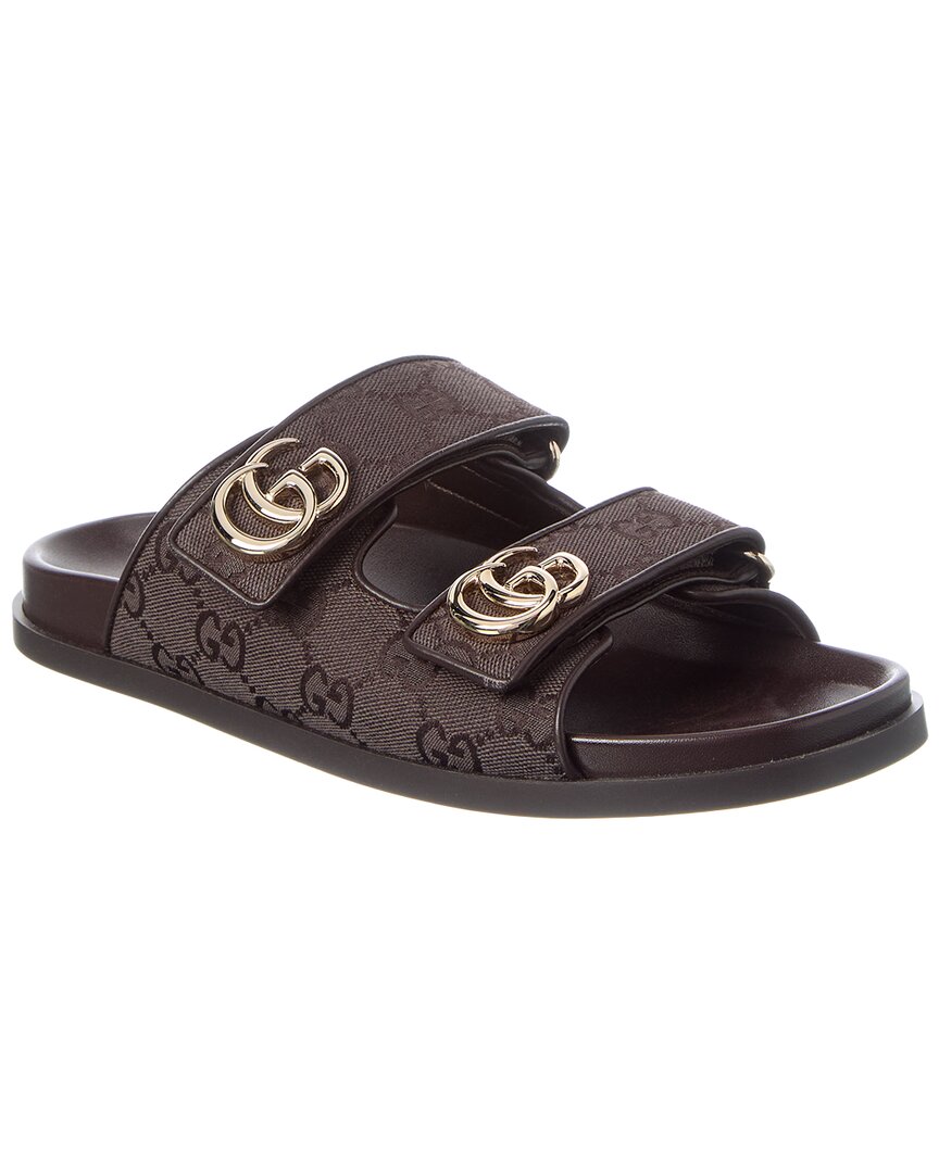 Gucci Double Gg Supreme Canvas & Leather Sandal – Bluefly