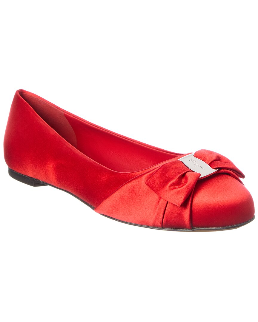 Ferragamo Logo Leather Ballerina Flat
