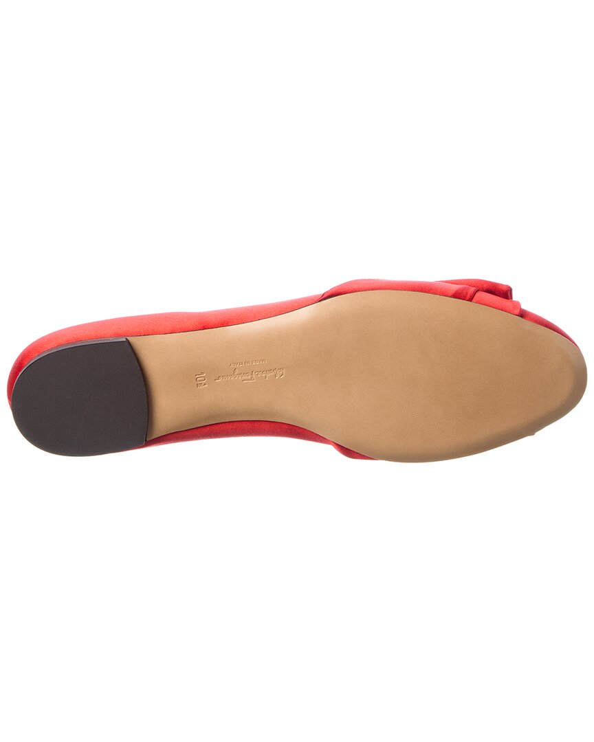 Ferragamo Logo Leather Ballerina Flat