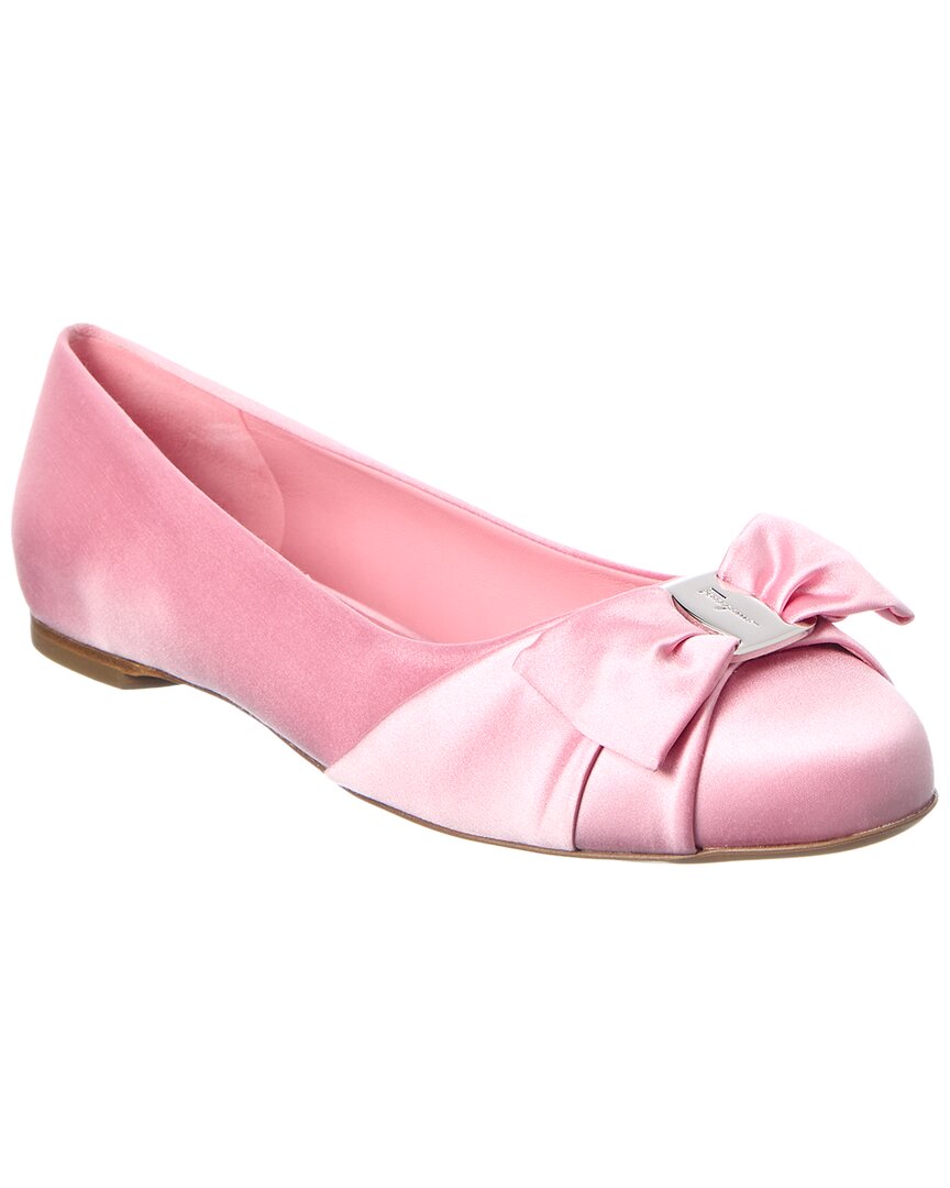 Ferragamo Logo Leather Ballerina Flat