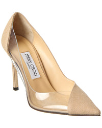 Jimmy Choo Cass 95 Linen & Vinyl Pump Pink