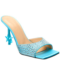 Mach & Mach Crystal-Embellished Star Satin Mule Blue