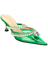 Mach & Mach Diamond & Pearls Vinyl & Leather Pump Green