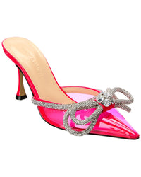 Mach & Mach Double Bow Vinyl & Leather Mule Pink