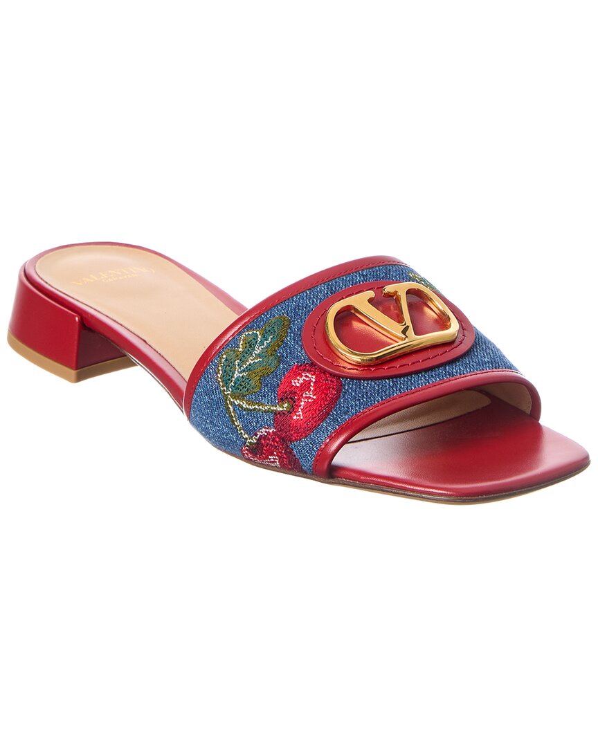 Valentino Vlogo Signature Cherryfic Denim & Leather Sandal