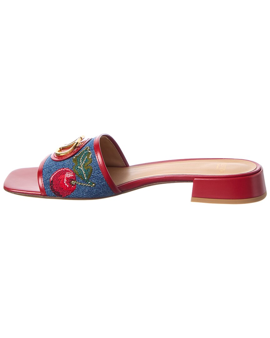 Valentino Vlogo Signature Cherryfic Denim & Leather Sandal
