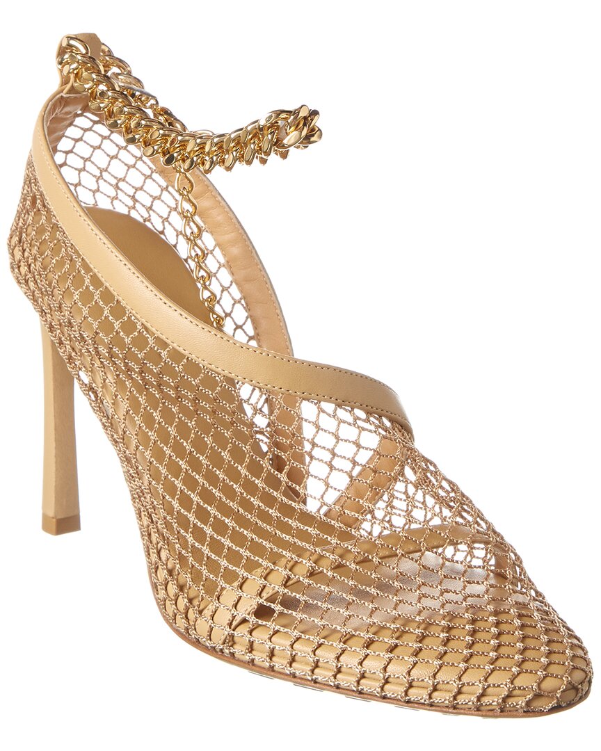Bottega Veneta Bottega Veneta Mesh & Leather Ankle Strap Sandal
