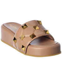 Valentino Valentino Roman Stud Leather Flatform Slide