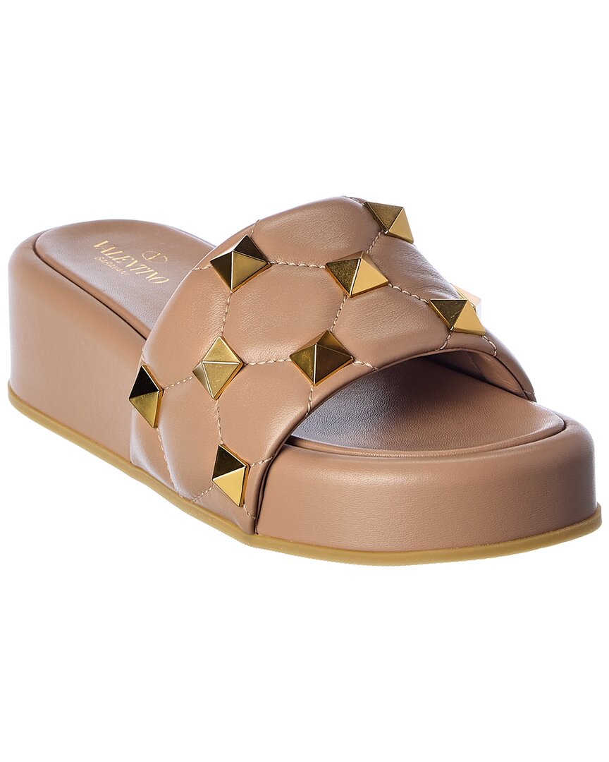 Valentino Valentino Roman Stud Leather Flatform Slide