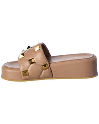 Valentino Valentino Roman Stud Leather Flatform Slide