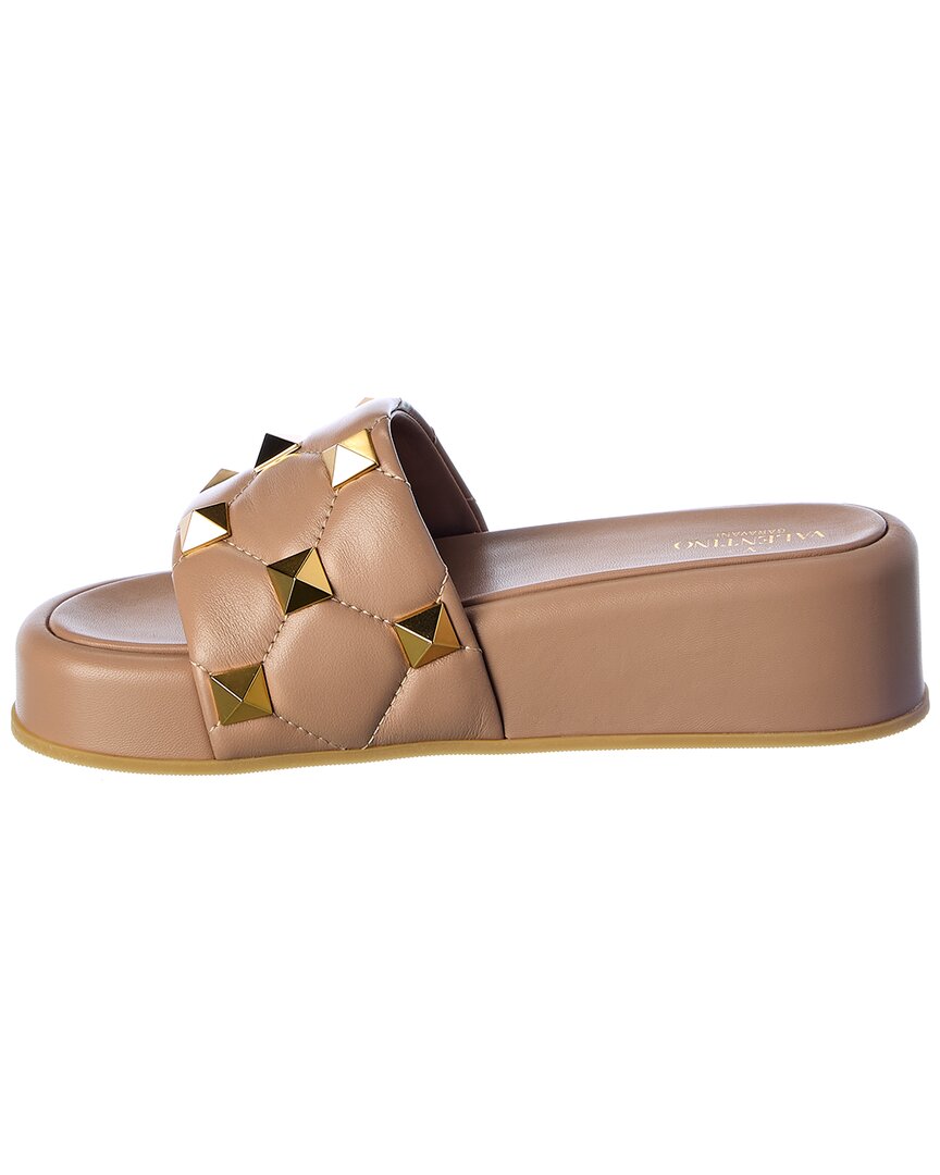 Valentino Valentino Roman Stud Leather Flatform Slide