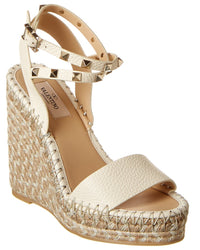 Valentino Valentino Rockstud Grainy Leather Espadrilles