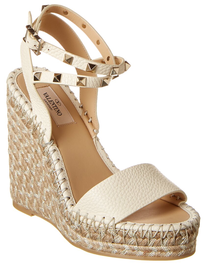 Valentino Valentino Rockstud Grainy Leather Espadrilles