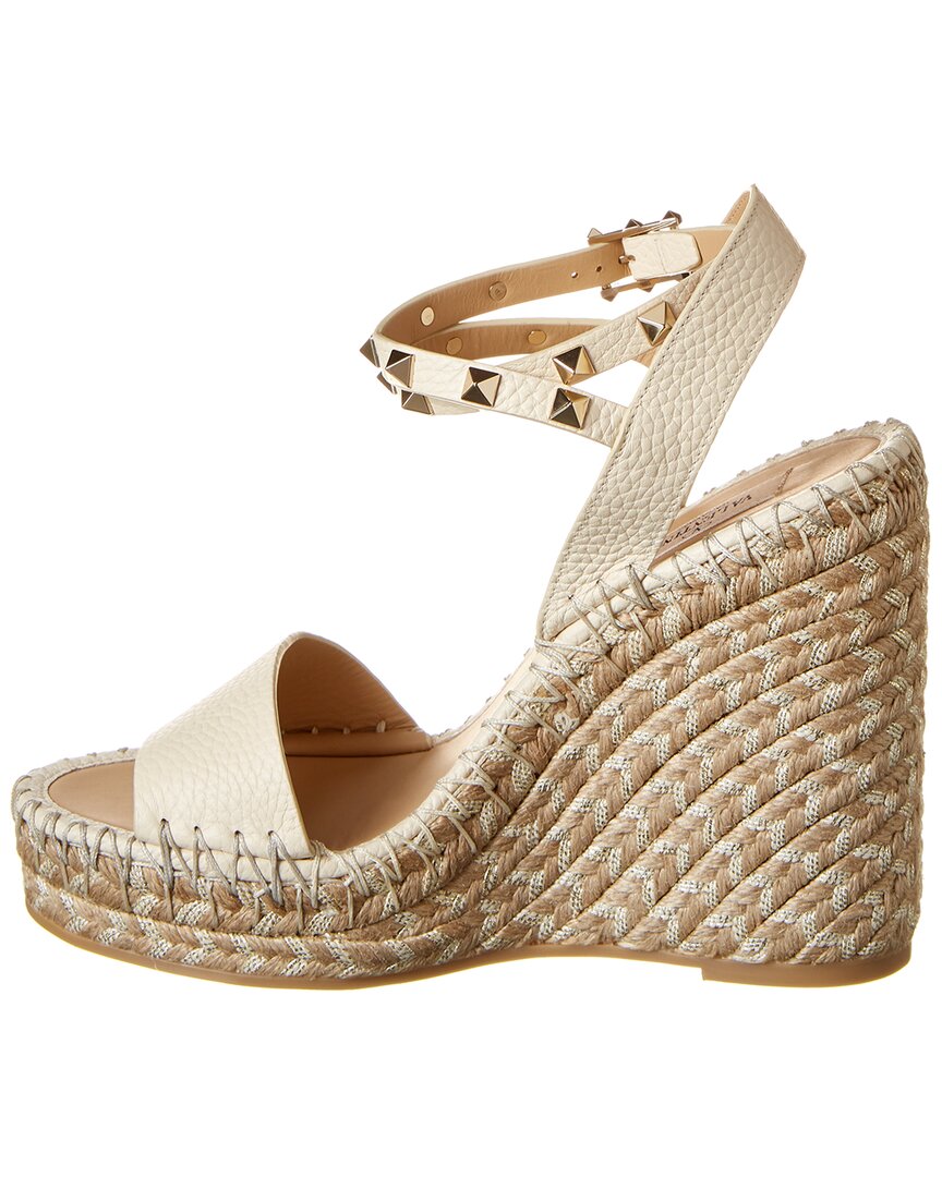 Valentino Valentino Rockstud Grainy Leather Espadrilles