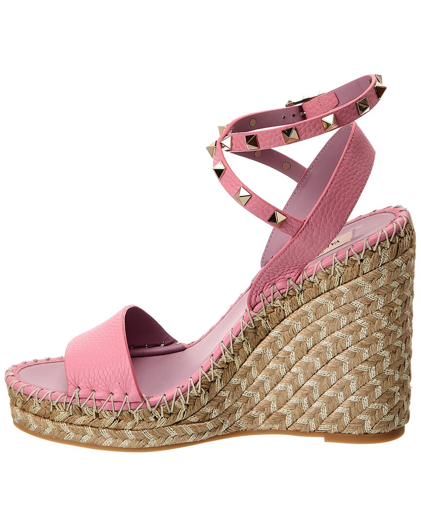 Valentino Rockstud 125 Grainy Leather Wedge Sandal