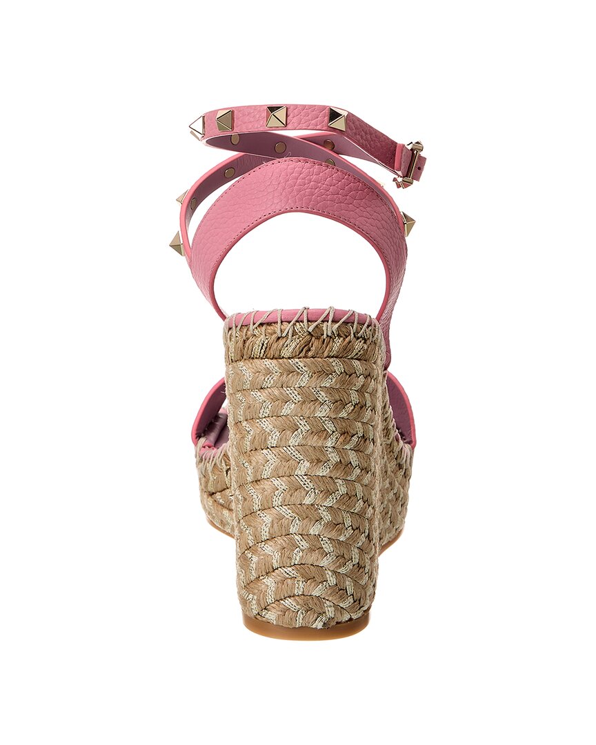Valentino Rockstud 125 Grainy Leather Wedge Sandal
