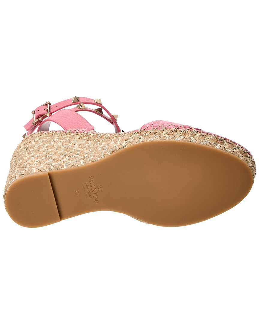 Valentino Rockstud 125 Grainy Leather Wedge Sandal