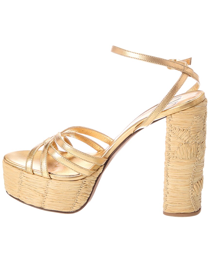 Valentino Vlogo Signature Leather & Raffia Sandal