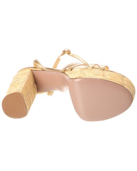Valentino Vlogo Signature Leather & Raffia Sandal