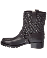 Valentino Valentino Vlogo Signature Quilted Leather Biker Boot