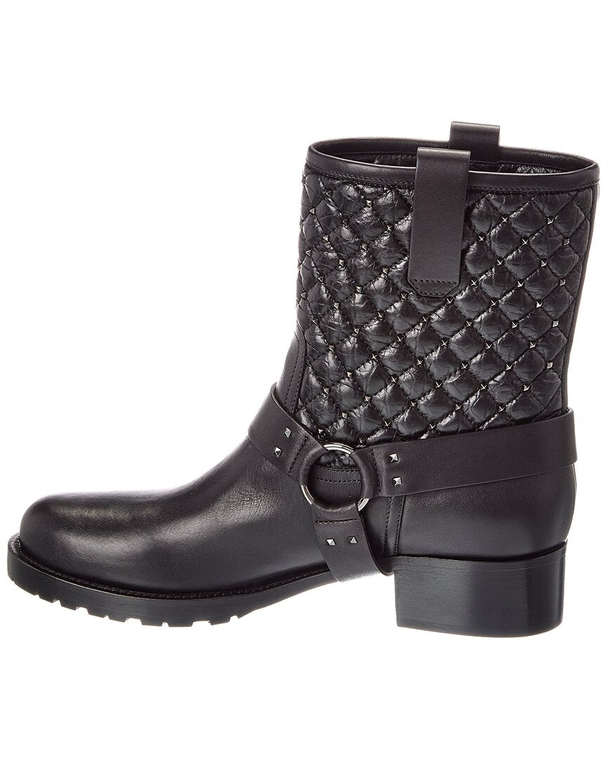 Valentino Valentino Vlogo Signature Quilted Leather Biker Boot