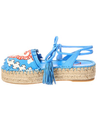 Valentino Vlogo Canvas & Leather Espadrille Sandal