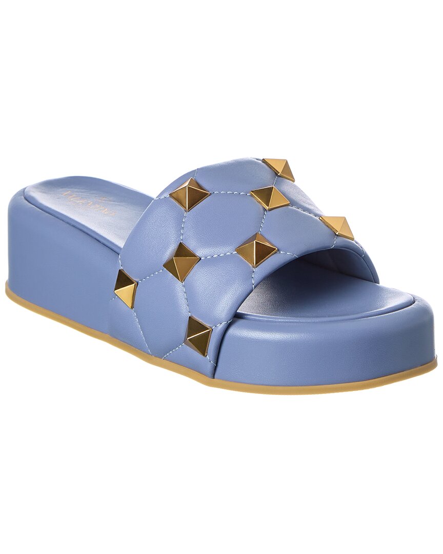 Valentino Roman Stud Leather Flatform Slide