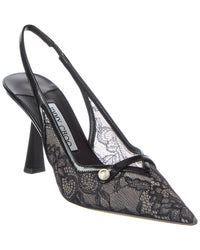 Jimmy Choo Amita 45 Lace & Leather Slingback Pump