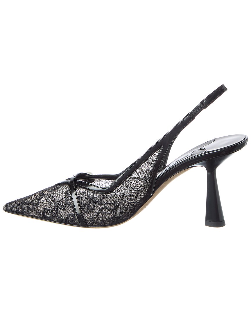 Jimmy Choo Amita 45 Lace & Leather Slingback Pump