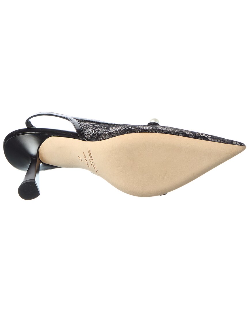 Jimmy Choo Amita 45 Lace & Leather Slingback Pump