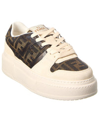 Fendi Match Ff Jacquard & Suede Platform Sneaker