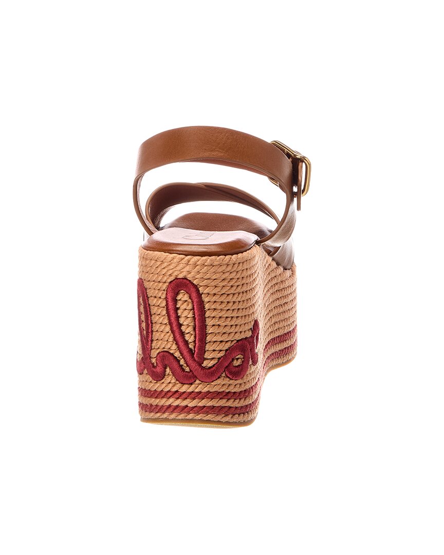 Chloé Chloé Sand Raffia & Leather Wedge Sandal