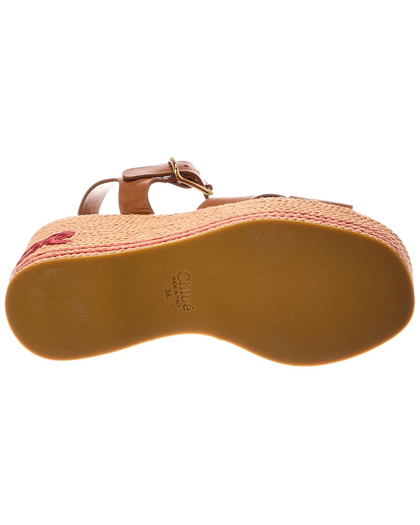 Chloé Chloé Sand Raffia & Leather Wedge Sandal
