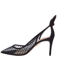 Aquazzura Logo 90 Mesh & Suede Pump