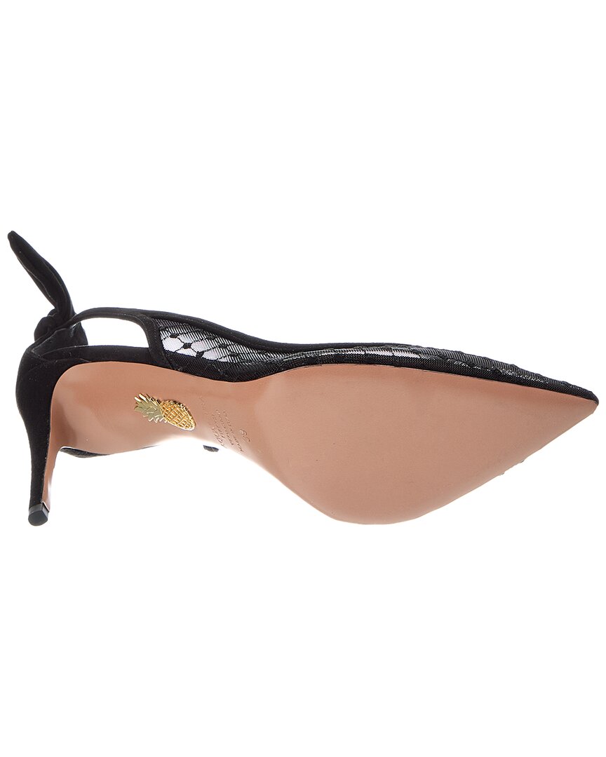 Aquazzura Logo 90 Mesh & Suede Pump