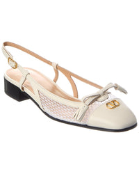 Valentino Vlogo Signature Leather Ballerina Flat