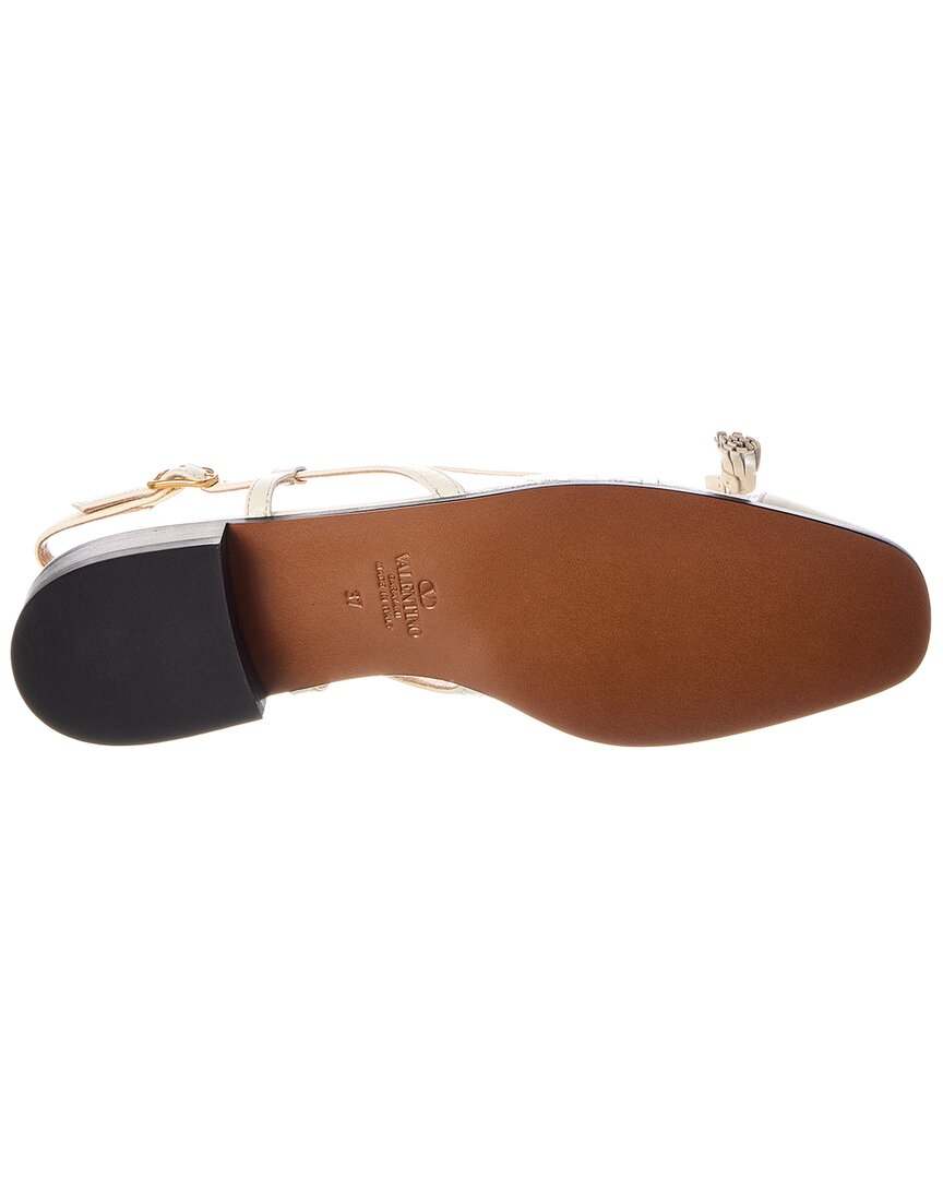 Valentino Vlogo Signature Leather Ballerina Flat