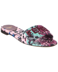 Fendi Logo Embroidery Satin Sandal