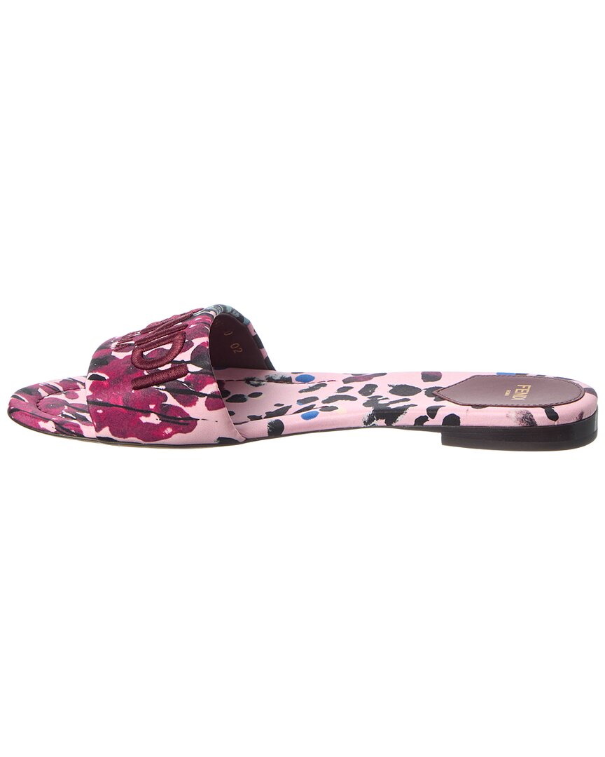 Fendi Logo Embroidery Satin Sandal