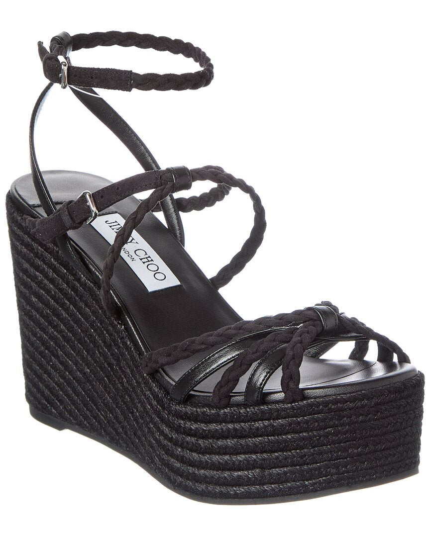 Jimmy Choo Nyra 100 Raffia & Suede Sandal