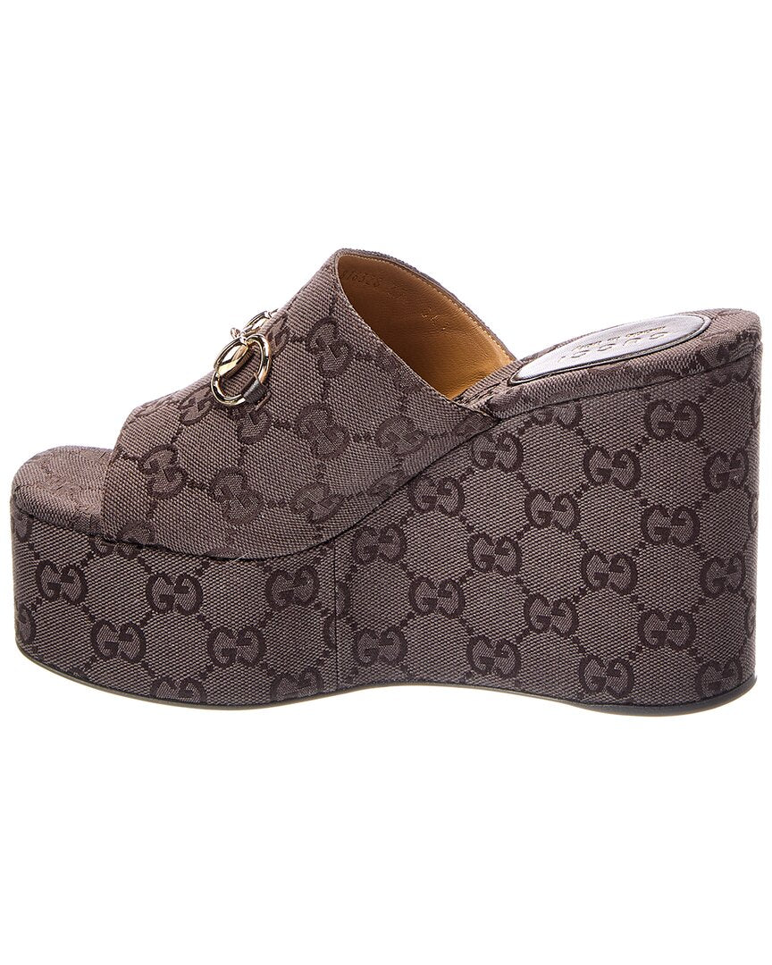 Gucci Gucci Horsebit Leather Wedge Sandal