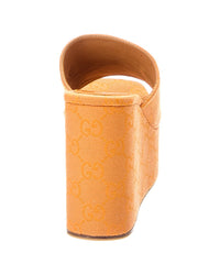 Gucci Horsebit Gg Supreme Canvas & Leather Wedge Sandal