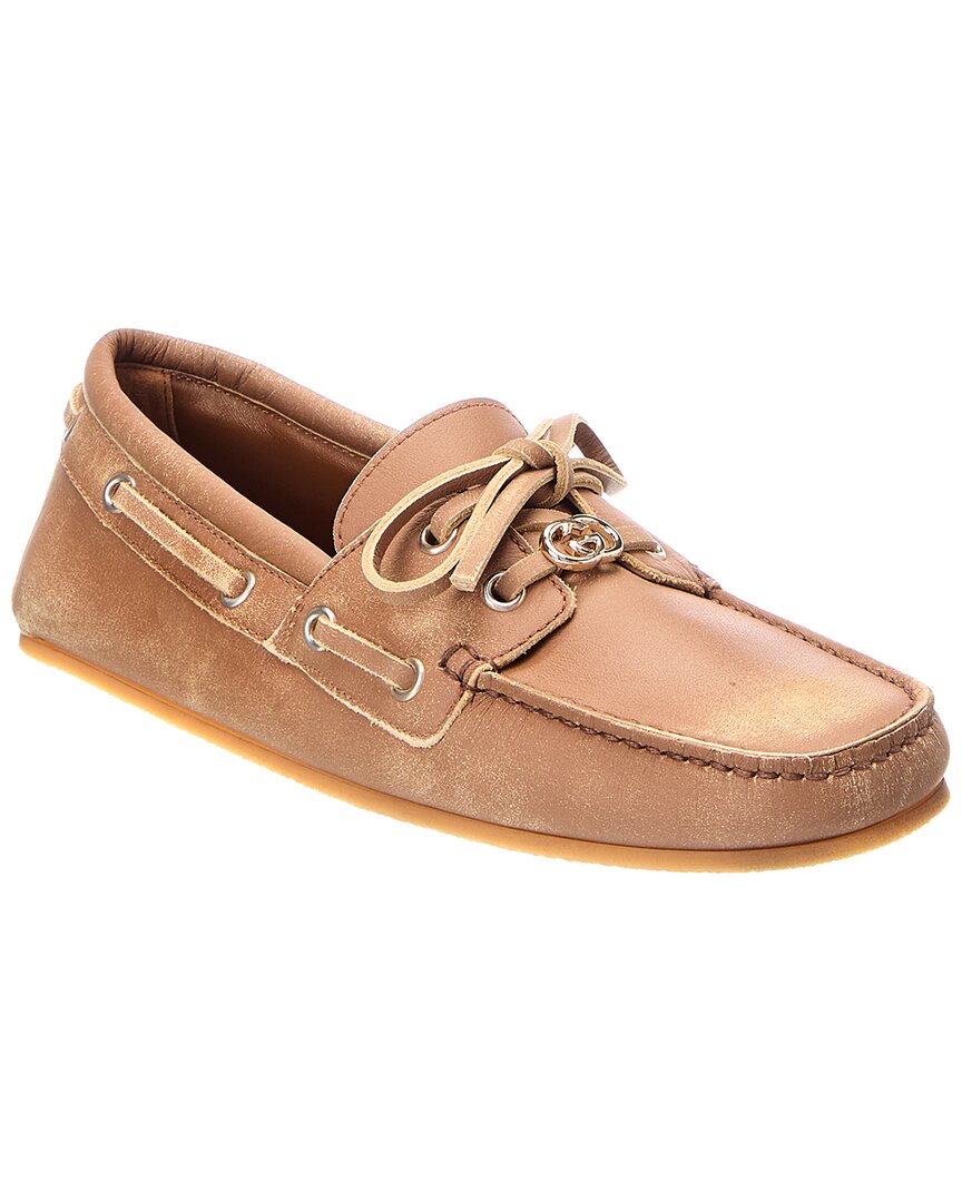 Gucci Gg Logo Leather Loafer