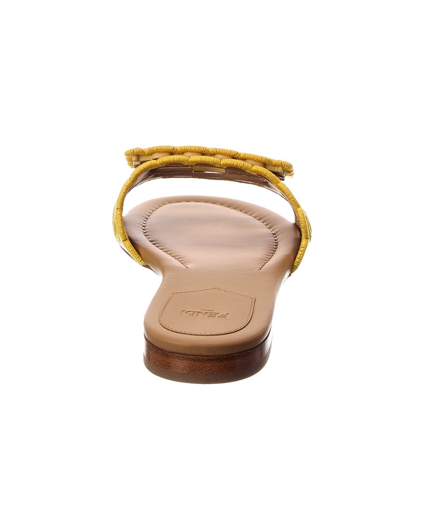 Fendi Baguette Leather Flat Sandal